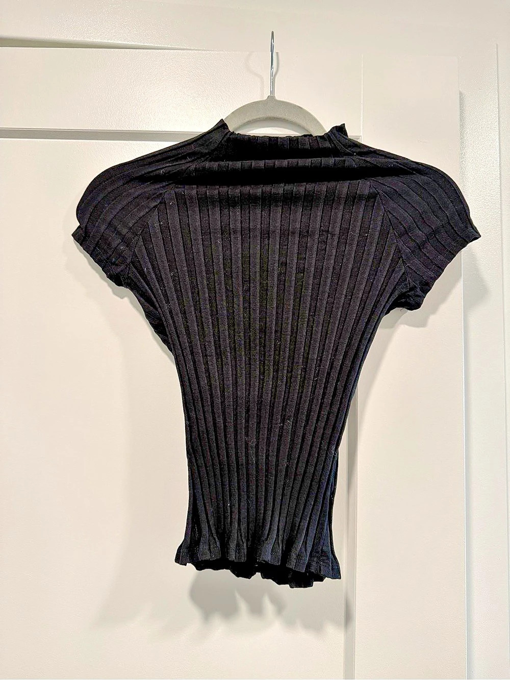Reformation Black Ribbed Short Sleeve Top